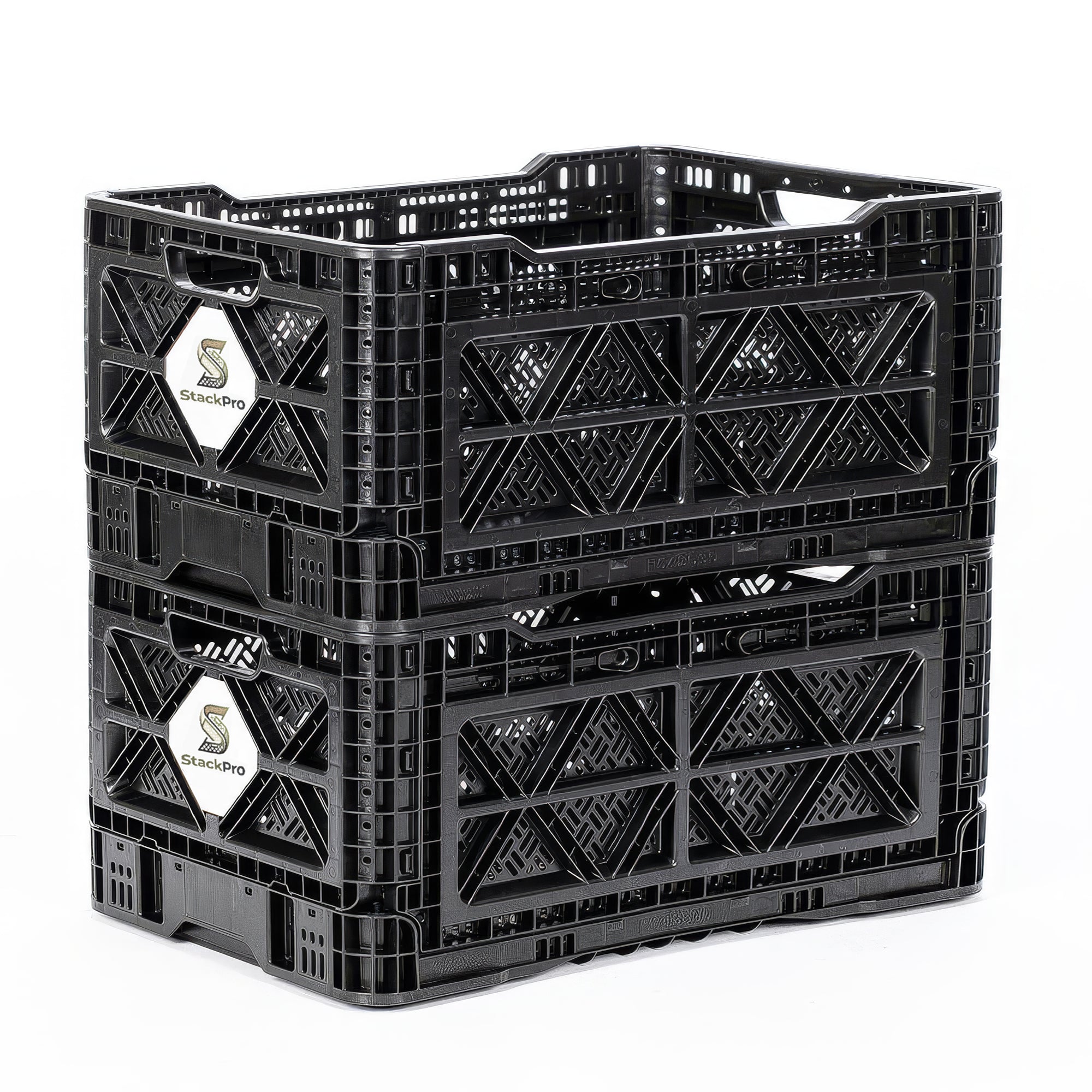 StackPro 90L Collapsible Storage Crate Folding Type